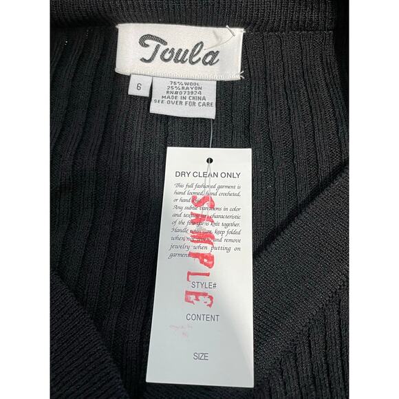 Toula Cardigan Sweater Size 6 Wool Blend Ribbed Knit Black Quiet Luxury NWT - Picture 6 of 7